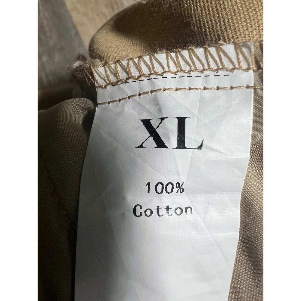 Unbranded‎ Tan Cotton Cropped Wide Leg Pants XL Elastic Waist Pockets Camel